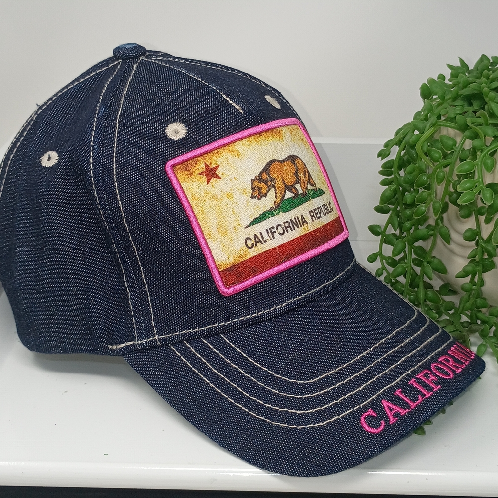 Robin Ruth Denim California Republic Hat - Blue and Pink - Picture 4 of 9